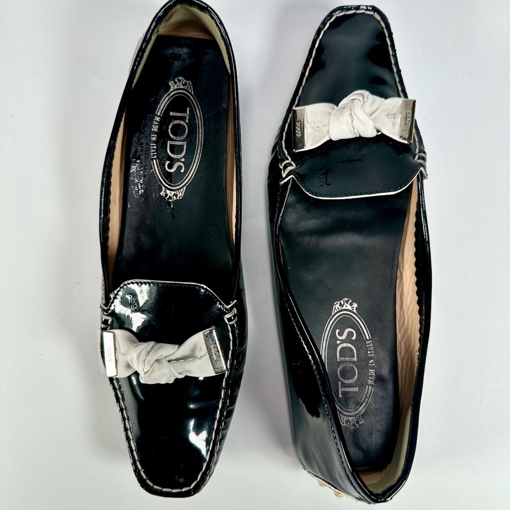 Tod's Women's Bilbao Black Patent
Leather Loafers - Picture 2 of 10